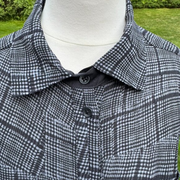 RAG & BONE 100% Silk Shirtdress Fit-and-Flare Gray Black Plaid Dress - Size 6 - Picture 6 of 11